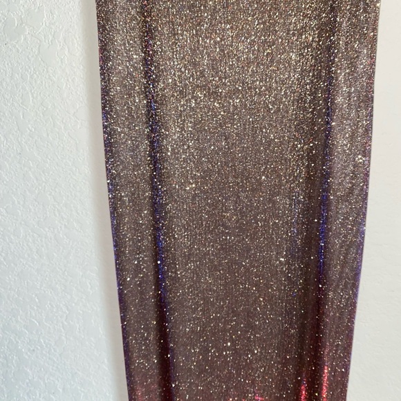 Bardot Holographic Elegant Gold Shimmery Sleeveless Sheath Midi Party Dress 4 - Picture 7 of 14